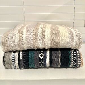 (SOLD) 2 Men's Abercrombie & Fitch Jacquard Stripe Pattern Crew Sweaters